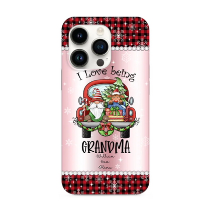 Personalized I Love Being Grandma Christmas Gnome Truck Phone Case