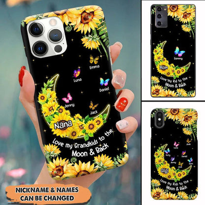 Sunflower Grandma - Mom, Love My Grandkids To The Moon & Back, Mother's Day Personalized Samsung Phone Case