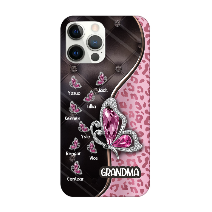 Personalized Grandma Mom Butterfly with Grandkids Mother's Day Gift Phone Case