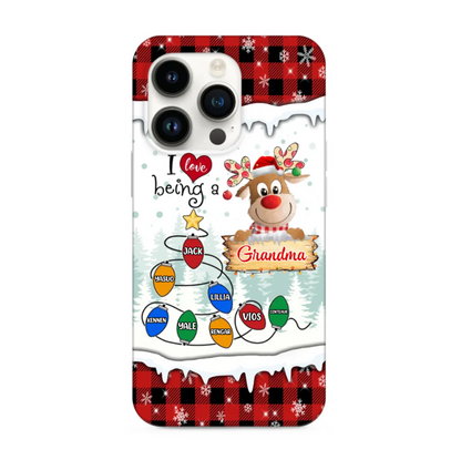 Personalized I Love Being A Grandma Reindeer Christmas Phone Case