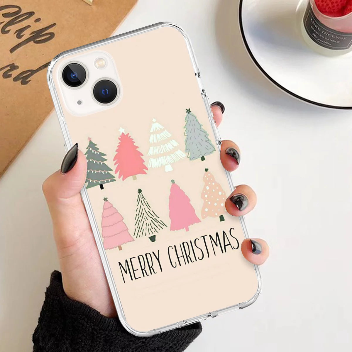 Merry Christmas Colorful Pine Trees Phone Case