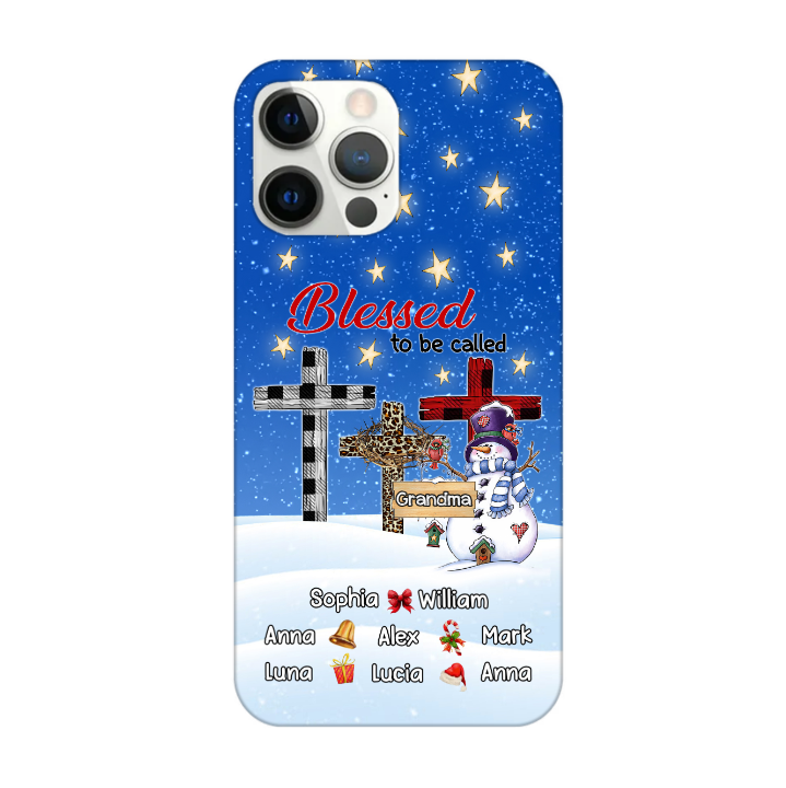 Personalized Blessed To Be Call Grandma Christma Snowman Phone Case