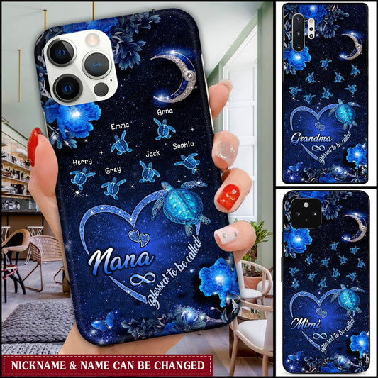 Personalized Blessed To Be Called Grandma with Turtle Grandkids Heart Infinity Love Phone Case