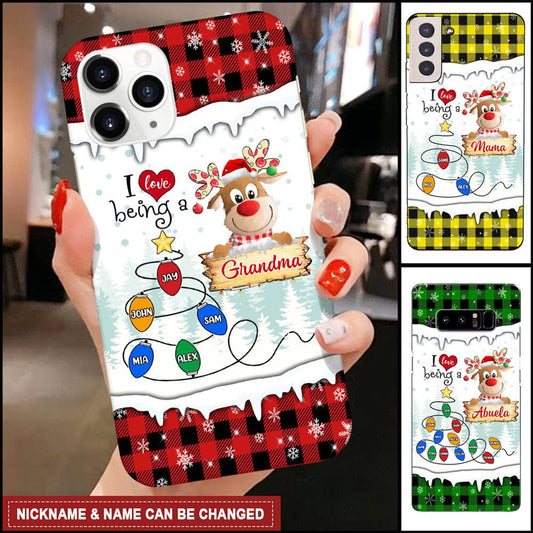 Personalized I Love Being A Grandma Reindeer Christmas Phone Case