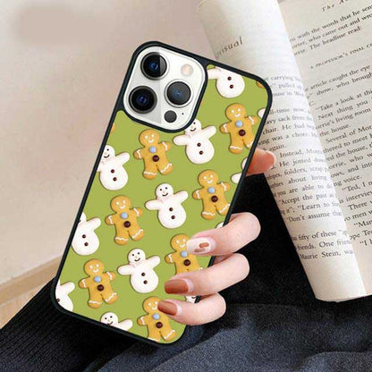 Reclining Brown and White Gingerbread Man Pattern Phone Case