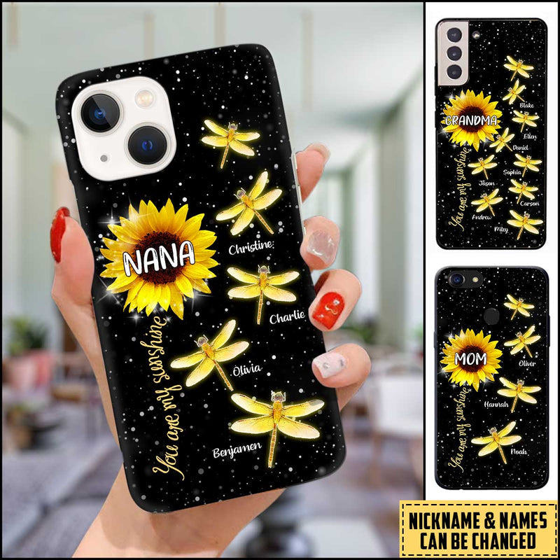 Dragonflies Sunflower You Are My Sunshine Custom Mom, Nana Samsung Phone Case