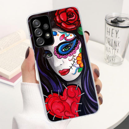 Catrina Beautiful Rose Girl Skull Coque Phone Case