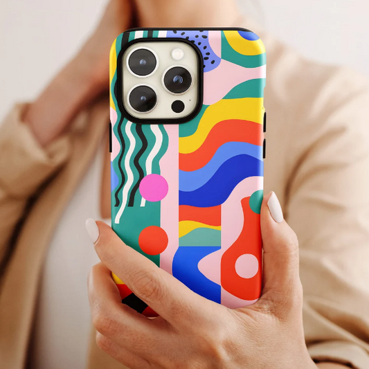 Modern Art Tough Colorful Minimalist Geometric Design Wireless Charging Phone Case