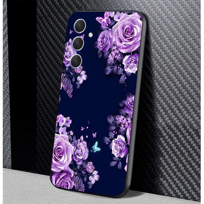 Purple Flower and Butterfly Samsung Phone Case