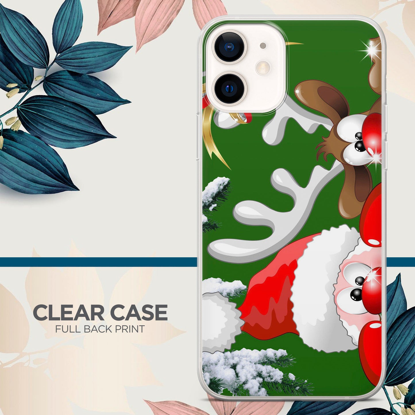 Father Christmas and Deer Green Phone Case