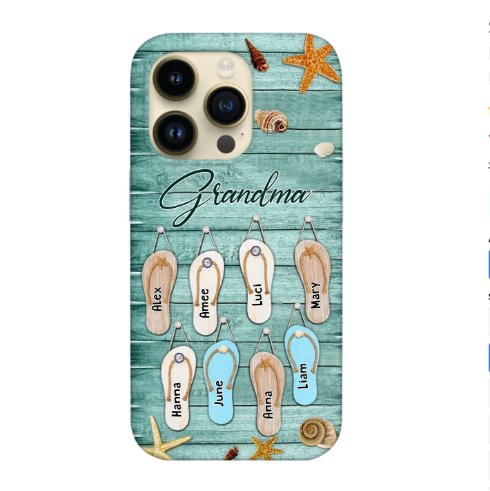 Summer Flipflop Grandkids Personalized iPhone Case Perfect Gift for Grandmas Moms Aunties