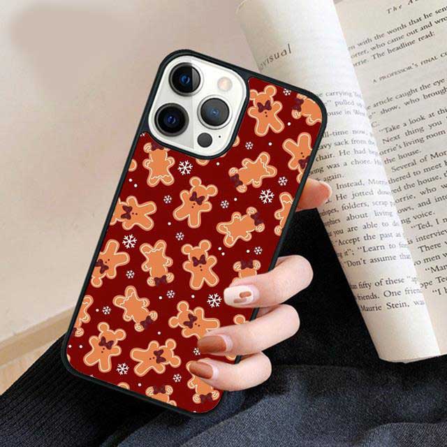 Brown Gingerbread Man On Red Background Pattern Phone Case