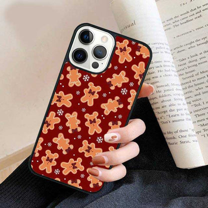 Brown Gingerbread Man On Red Background Pattern Phone Case