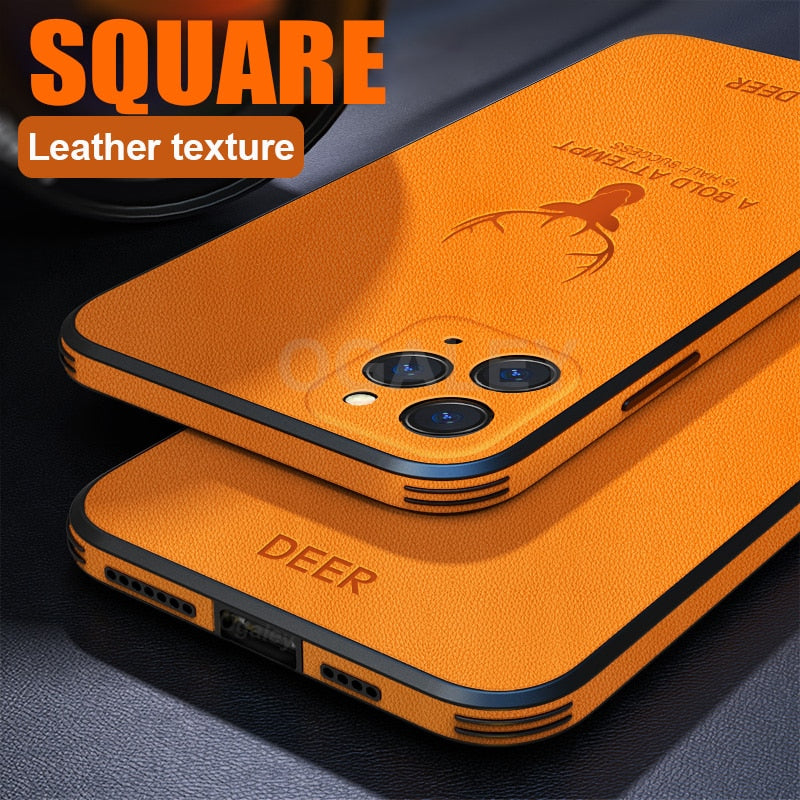 Square Leather Shockproof iPhone Case