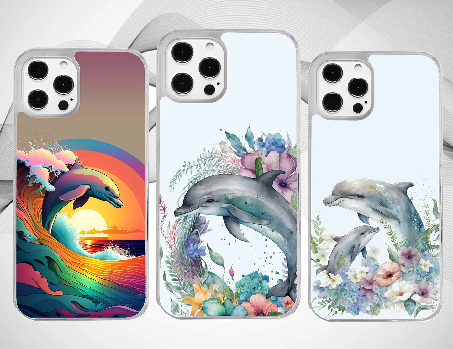 Dolphins with Flowers Phone Case