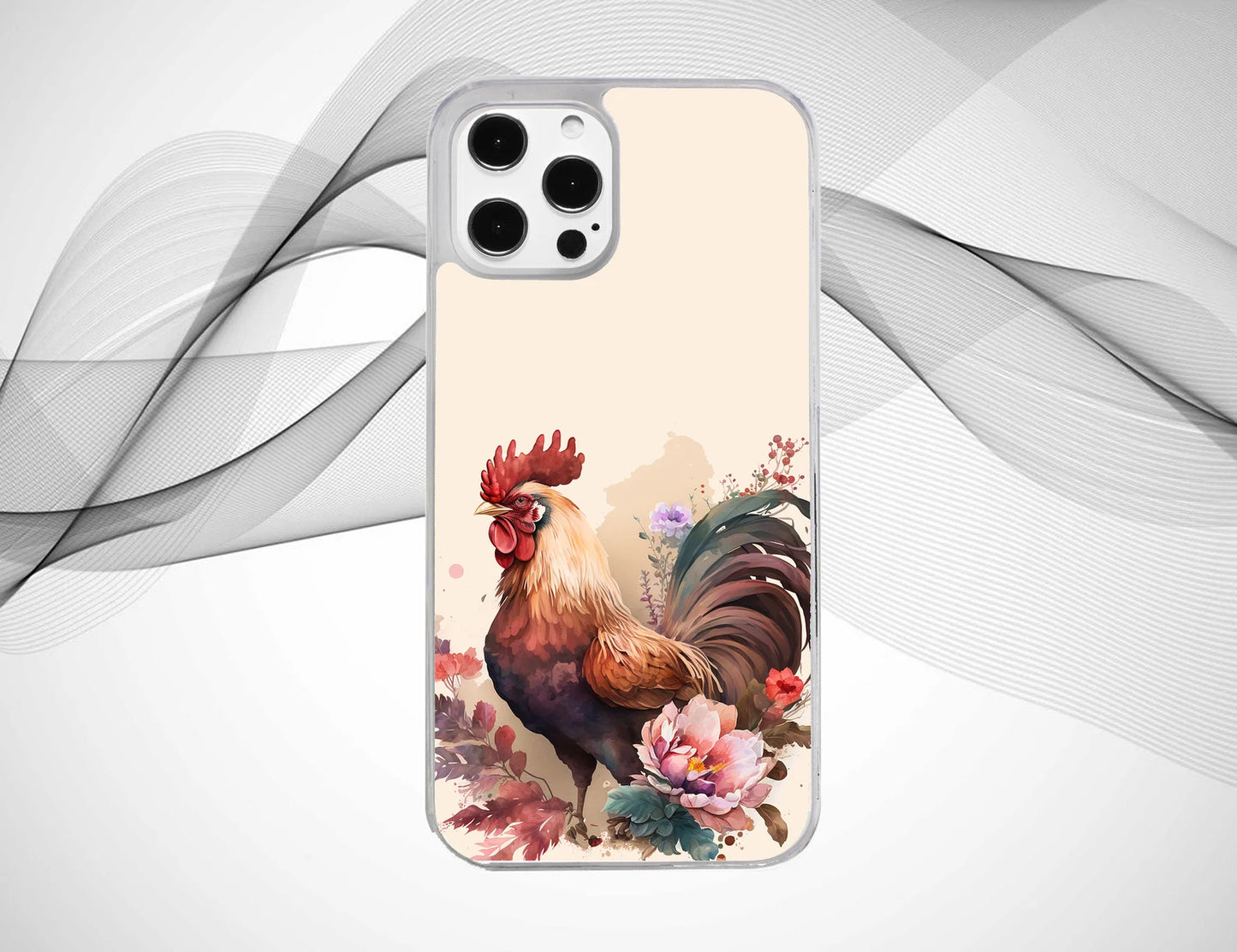 Floral Rooster Pattern Phone Case