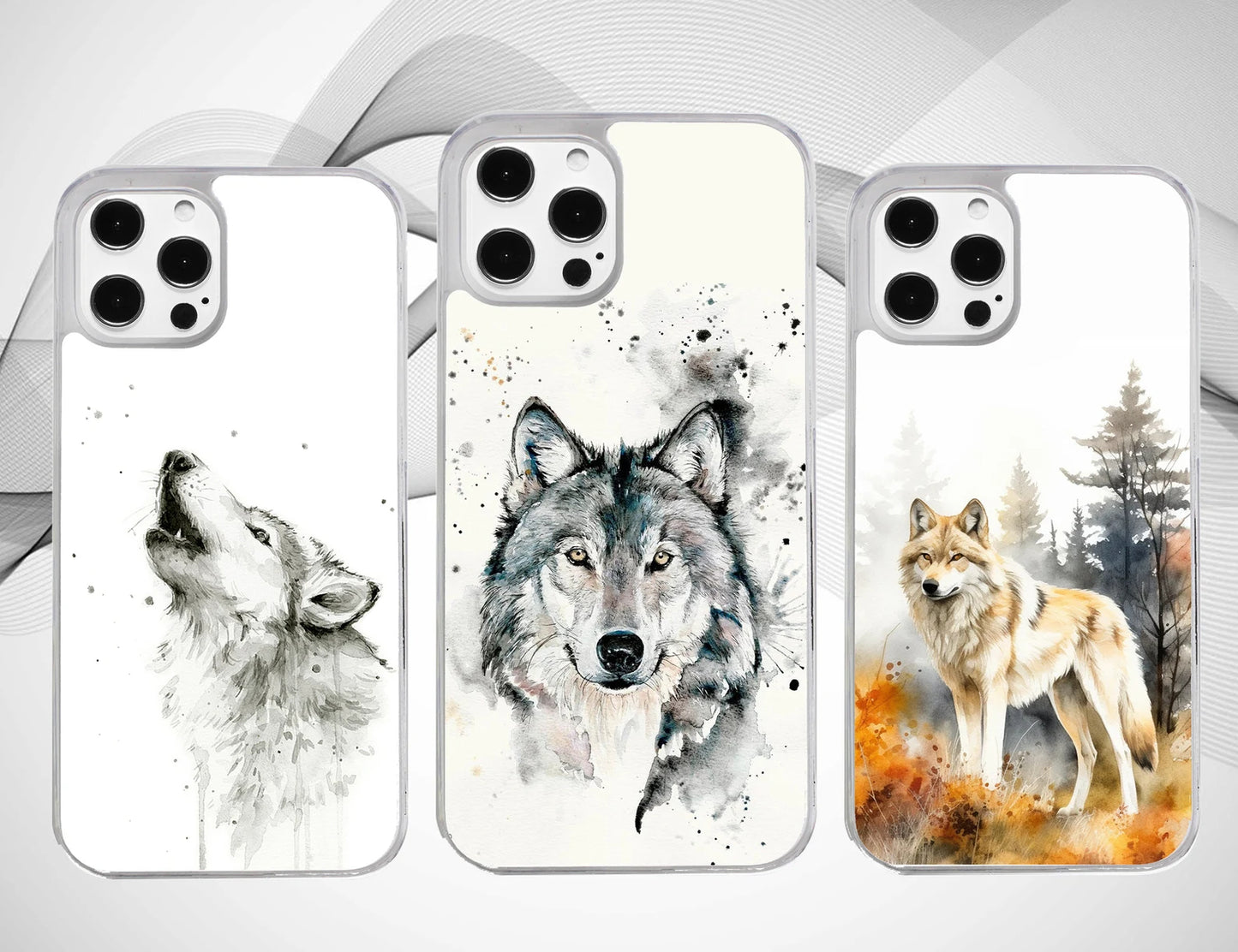 Watercolour Wolf in the Mountains Phone Case