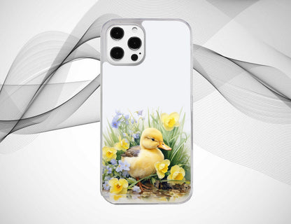 Cute Yellow Duck  Standing on the Flower Ground Phone Case