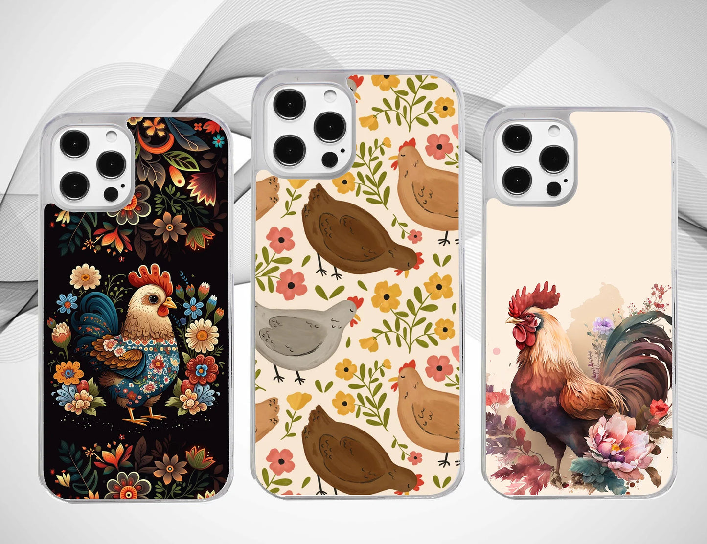 Cute Floral Hen Pattern Phone Case