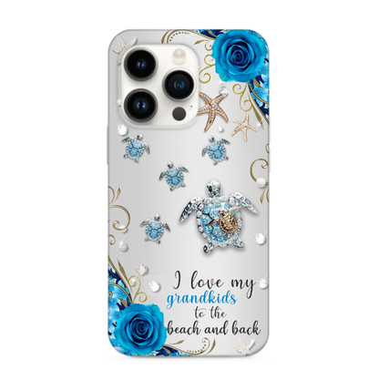 Personalized Turtle Grandma Love My Grandkids To The Moon Glass iPhone Case