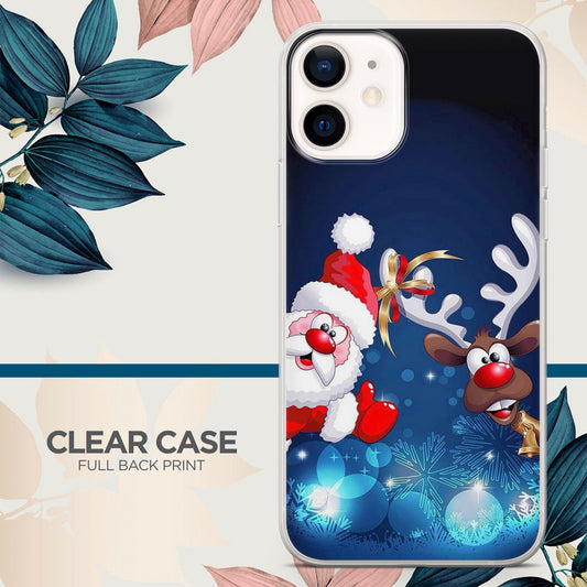 Father Christmas and Deer Blue Sky Phone Case