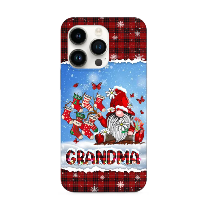 Personalized Gnome Grandma Stocking Grandkids Christmas Phone Case